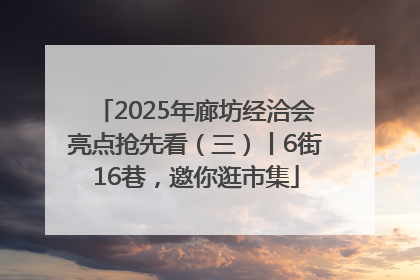 2025年廊坊经洽会亮点抢先看（三）丨6街16巷，邀你逛市集